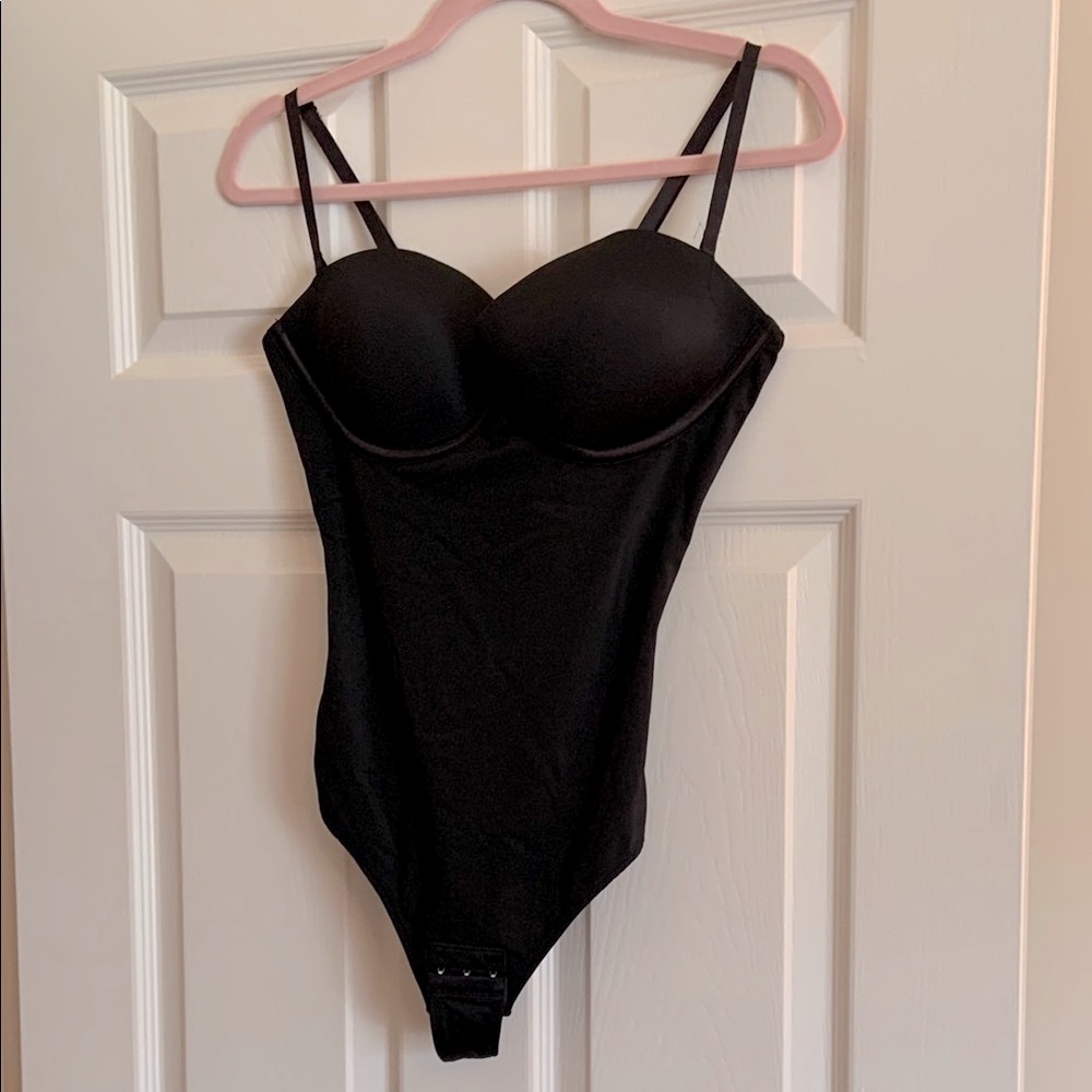 Black Shapewear Bodysuit with Sweetheart Neckline